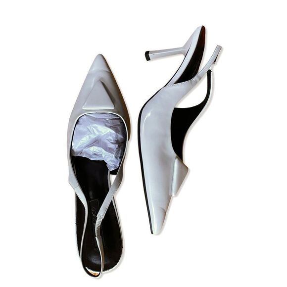 Tony Bianco Bertie high heels Slingbacks shoes White high shine  Revolve Sz 9.5 - Picture 7 of 15